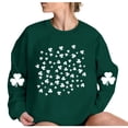 thumbnail image 4 of Herrnalise Women's St. Patrick's Day Clover Printed Tops Irish Shamrock Sweatshirt Long Sleeve Slouchy Pullover Tops Gear up for greatness for less, 4 of 4