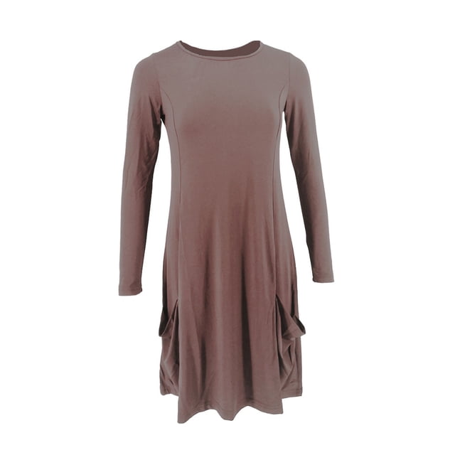 ZheElen Coton Femmes à la Mode S Polyvalent Manches Courtes Robes Déclaration de Mode Partout Aller Élégant Café M
