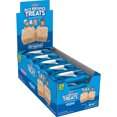 Kellogg’s Rice Krispies Treats Original, 20-Count Box, 1.3 oz Each, Individually Wrapped Crispy Marshmallow Squares