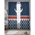 thumbnail image 2 of Navy Blue Coastal Sheer Curtains 96 Inch Length 2 Panels for Living Room, Nautical Ocean Sea Anchor Abstract Art Voile Kitchen Curtain Set, Luxury Privacy Drapes Window Treatment for Bedroom, 2 of 7