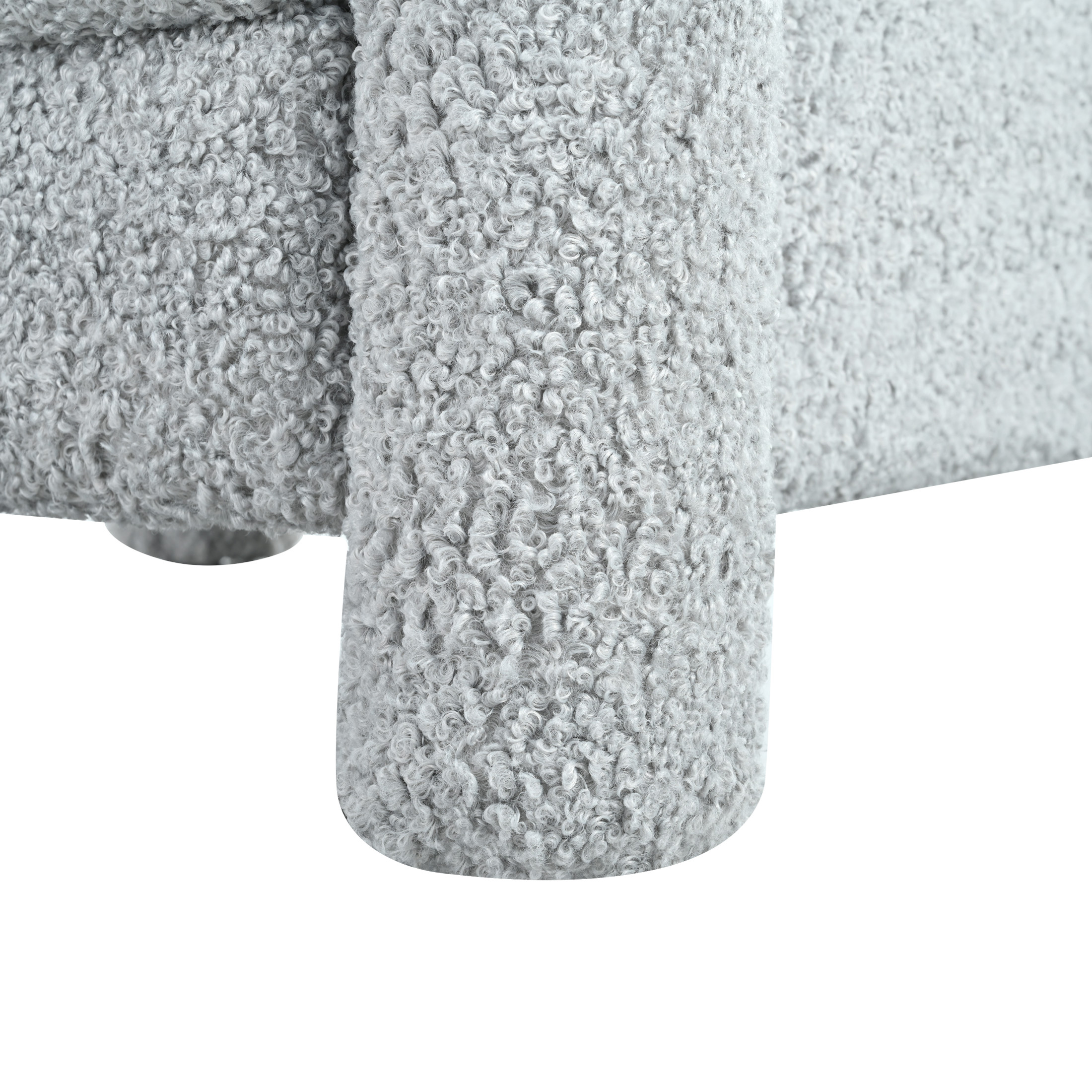 Quillson Modern Upholstered Teddy Fabric Push Back Recliner, Light Grey