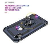 ULAK iPhone XR Case with Ring Holder, Heavy Duty Shockproof Kickstand Phone Case for Apple iPhone Xr for Men Boys Kids, Blue