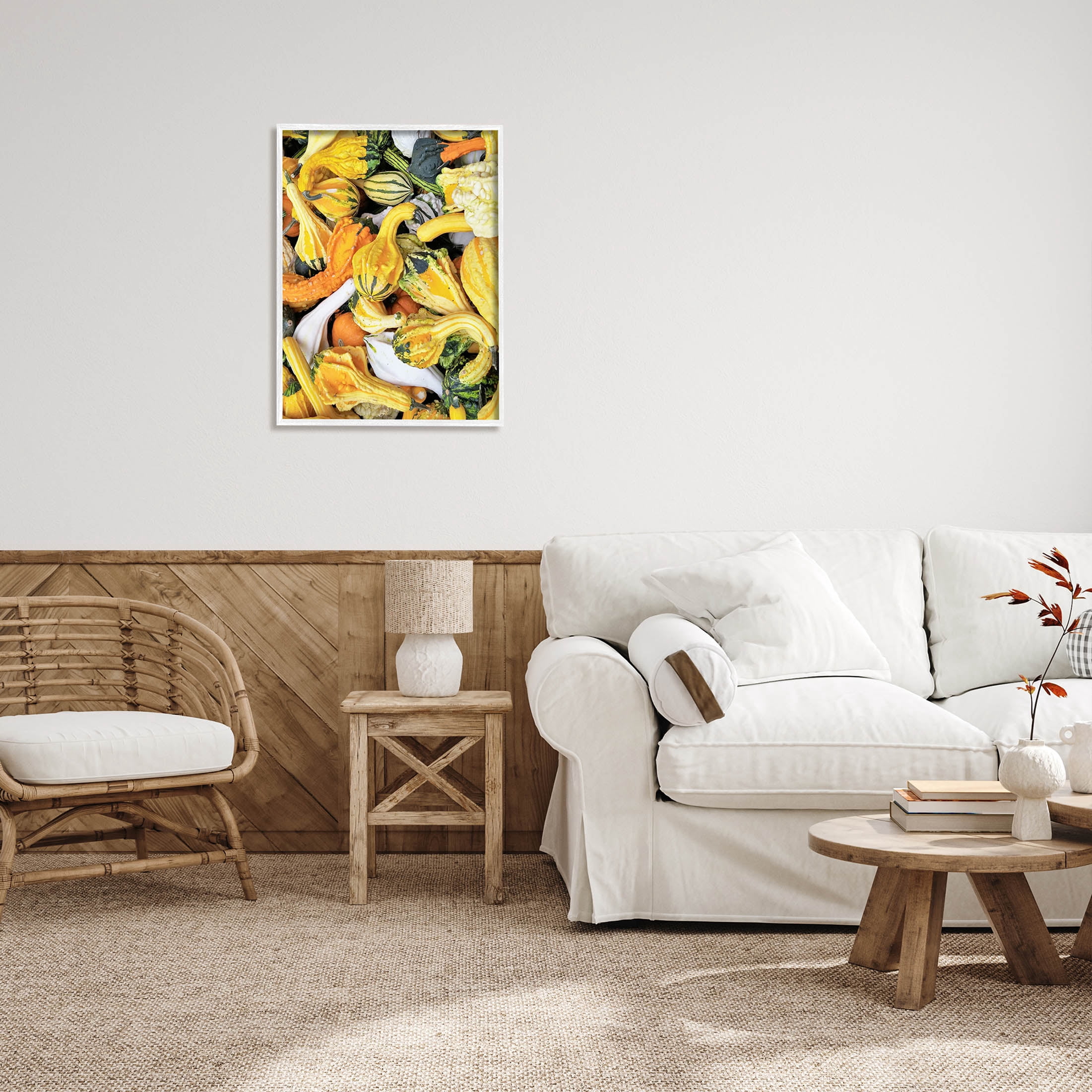Stupell Industries Mixed Autumn Gourd Arrangement Photograph White Framed Art Print Wall Art, Design by Lil' Rue