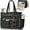 Black, variant on Teacher Tote Bag for Women,Multi-Pocket Laptop & Nurse Work Bag with Cup Holder,Structured Business Briefcase Computer Purse