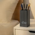 thumbnail image 4 of REGALWOVEN Multifunctional LED Alarm Clock with Pen Storage, 4-Level Brightness, Voice Wake-Up, Fits Bedside Table Black 5.5"L x 2.6"W x 2.8"H, 4 of 6