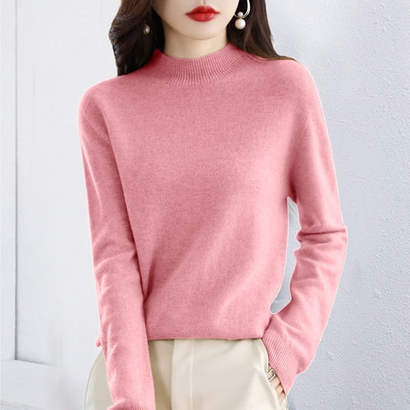 Hauaitttt Women Pure Long Sleeve Crew Neck Soft Warm Pullover Knit Fall Winter Womens Long Sleeve Thermal Tops Thumb Hole Thermals Woman Lined Shirt for Women Turtleneck Top for Men Thermal Mens