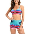 thumbnail image 2 of Maillot de Bain Femme Mode Multicolore Dégradé Imprimé Creux Boxeur Fendu, 2 of 8