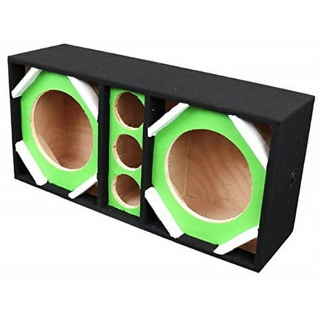 Two 10-in Woofers plus Three Tweeters Vinyl Green Empty Chuchera Speaker Enclosure