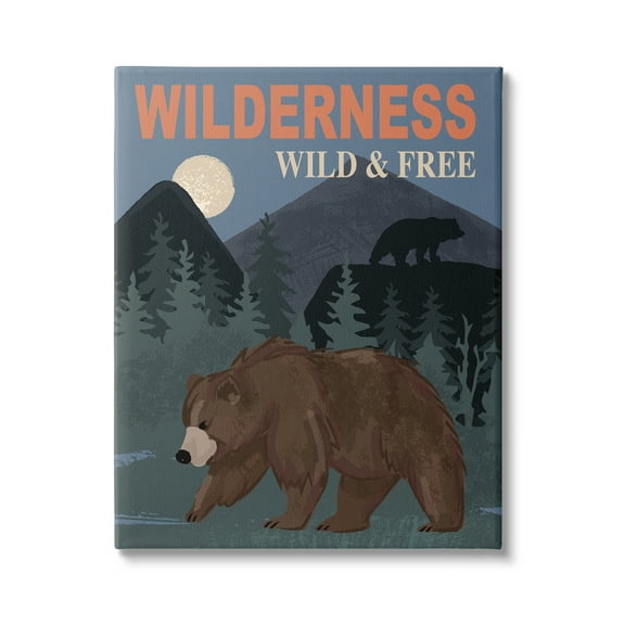 Stupell Industries Wild & Free Adventure Scene Mountain Forest Wildlife Graphic Art Gallery Wrapped Canvas Print Wall Art, Design by Lisa Whitebutton