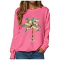 thumbnail image 4 of larppty Womens Crewneck Christmas Sweatshirts Shirts Holiday Ugly Sweatshirts for Women （Hot Pink, XL）, 4 of 6