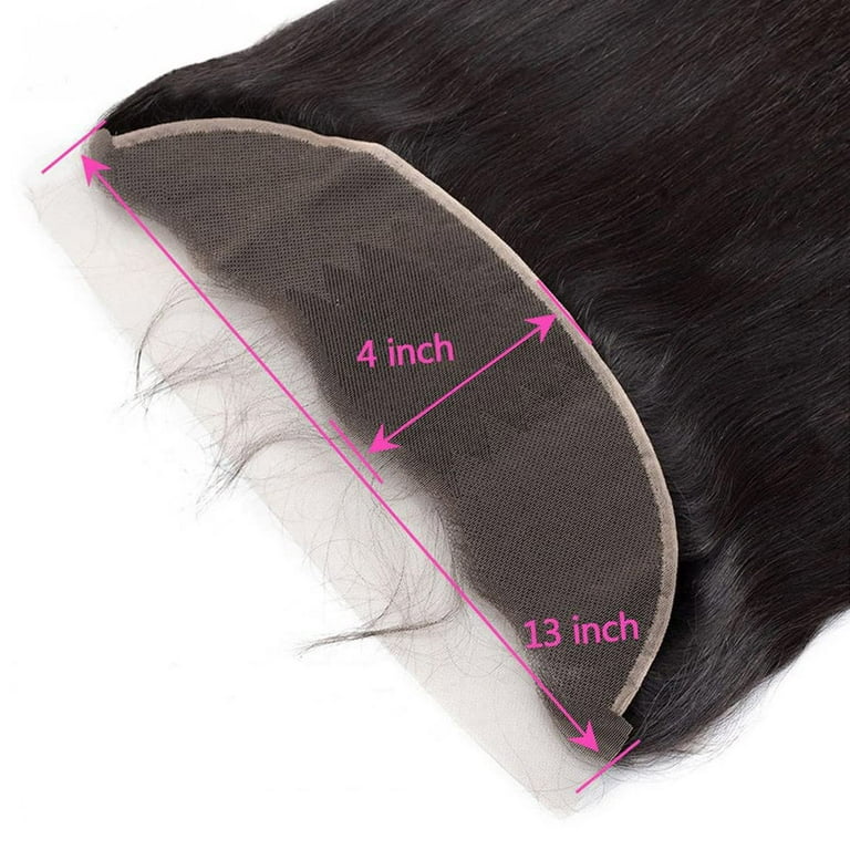 13x4 Lace Frontal Human Hair Pre Plucked Straight Lace Frontal Closure Ear  to Ear 150% Density Brazilian Virgin Straight Hair Frontal Natural Color  (16 Inch) 