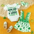 thumbnail image 2 of Youmylove Newborn Baby Girl St Patricks Day Outfit Girls Summer Clothes Sleeveless Romper Dress Headbands 3 Piece Casual Suit Outfits 12-18 Months, 2 of 8