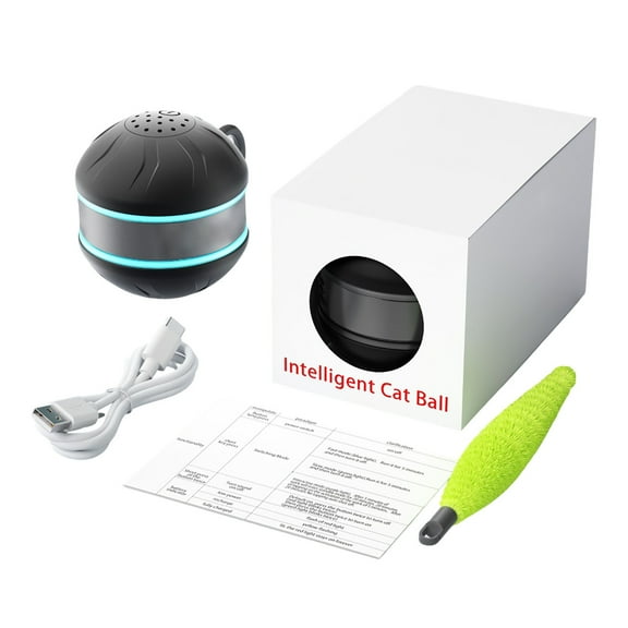 Interactive Motion Activated Rechargeable LED Smart Cat Toy Automatic Rolling Exercise Stimulator Indoor Activity Pet Toy