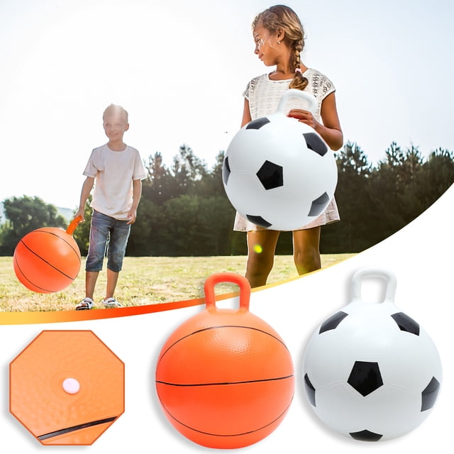 Cagogo 2Pcs Hippity Hop Bouncy Ball, Inflatable Jumping RideToywith Handle forKidsToddlers, Large Exercise Space PVC Bouncer for Indoor Outdoor Play, Active PlayToyforChildrenBoysGirlsHome Gym Game