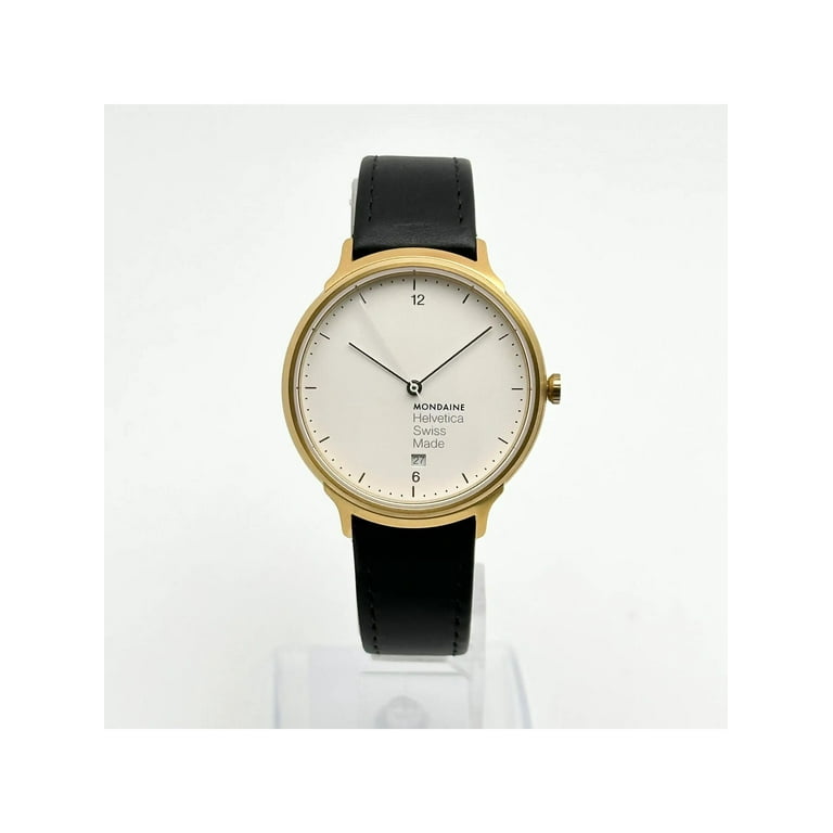 Mondaine Helvetica No1 38mm Light Gold-Tone Steel White Dial Watch