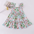 thumbnail image 4 of Girls Summer Cute Dress Square Neck Ruffled Sleeveless Pleated A Line Dresses Casual Stylish Midi Sundress (10 Years, Green), 4 of 6