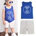 thumbnail image 2 of Ropa de bebé niño para el verano Camiseta azul y mezclilla blanca, 2 of 8