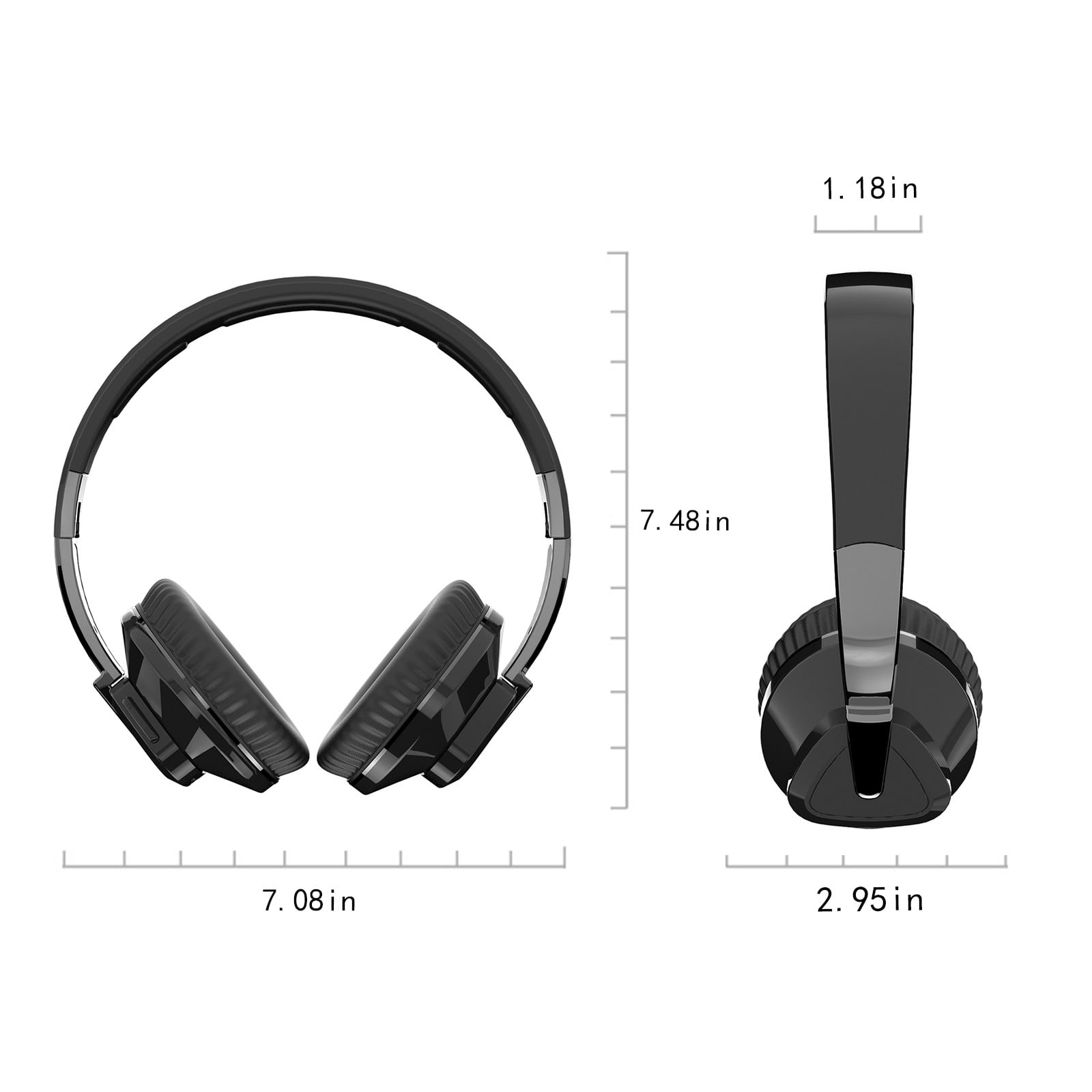 Bluetooth Headphones, 120H Playtime Headphones Wireless Bluetooth with 3 EQ Modes, Low Latency, Hands-Free Calls, Over Ear Headphones for Travel Home Office Cellphone PC - Black