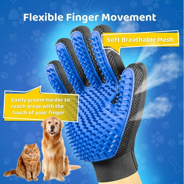 Upgrade Version Pet Grooming Glove Gentle Deshedding Brush Glove Efficient Pet Hair Remover Mitt Enhanced Five Finger Design Perfect for Dog Cat with Long Short Fur