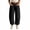 Black, variant on Womens High Waist Single Button Barrel Cropped Pants Dual Square Patch Pockets Zipper Fly Solid Color Loose Casual Daily Walking Trousers