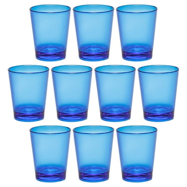 Translucent Plastic Shot Glasses 1.5 oz Set of 10, Bulk Pack - For Weddings, Party, Birthday - Blue