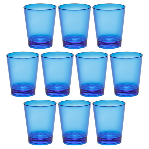 Translucent Plastic Shot Glasses 1.5 oz Set of 10, Bulk Pack - For Weddings, Party, Birthday - Blue