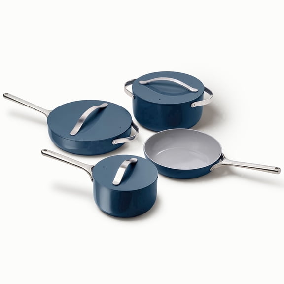 Caraway Ceramic Non-Stick Pots & Pans Cookware Set, 12- Piece, Navy