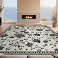 thumbnail image 2 of Design&I 5'x7' Ultra Soft Area Rug, Black White Elegant Floral and Vine Design Intricate Blossoms Foliage with Detailed Fluffy Washable Non Shedding for Bedroom Living Room Home Office, 2 of 3