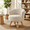 Light Gray, variant on 360° Swivel Accent Chair, Barrel Chair with Solid Wood Base, Linen Fabric Armchair, Light Gray