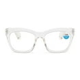 thumbnail image 2 of Thick Oversize Square Transparent Reading Glasses 2.50 for Women and Men, Blue Light Blocking Spring Hinge Readers +2.50, 2 of 3