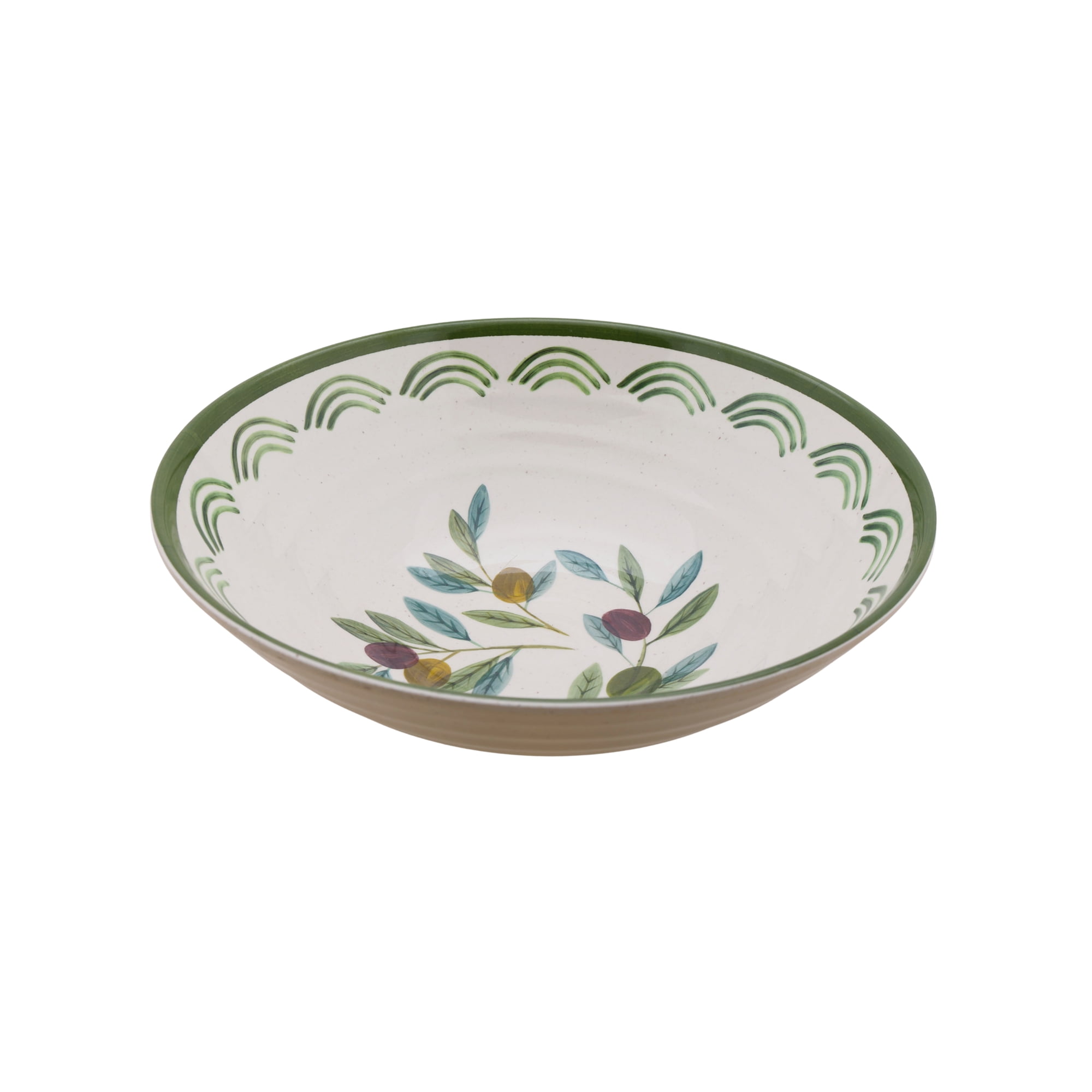 Better Homes & Gardens EcoChoice 4.9 qt Round Olive Beige Bamboo Melamine Plastic Serving Bowl, Reusable, Dishwasher-Safe