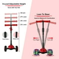 thumbnail image 6 of PRINIC 3 wheel Kick Scooter for Kids with Light-up Wheels and Adjustable Height for 2-7 Years Old Ages Girls Boys Toddlers & Children, Lean to Steer, Red, 6 of 10