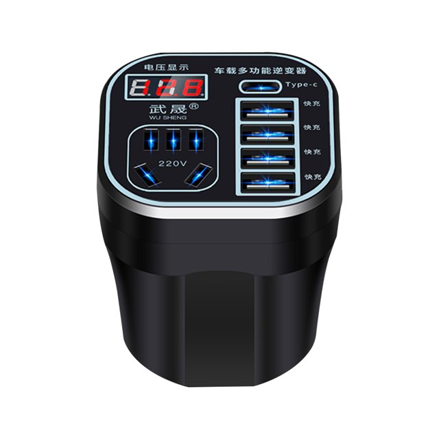 Birdeem Intelligent Digital Display Car Mounted Cup Type Inverter Converter 12V24V Power Supply To Power Car 220V Multifunctional Socket Car Inverter