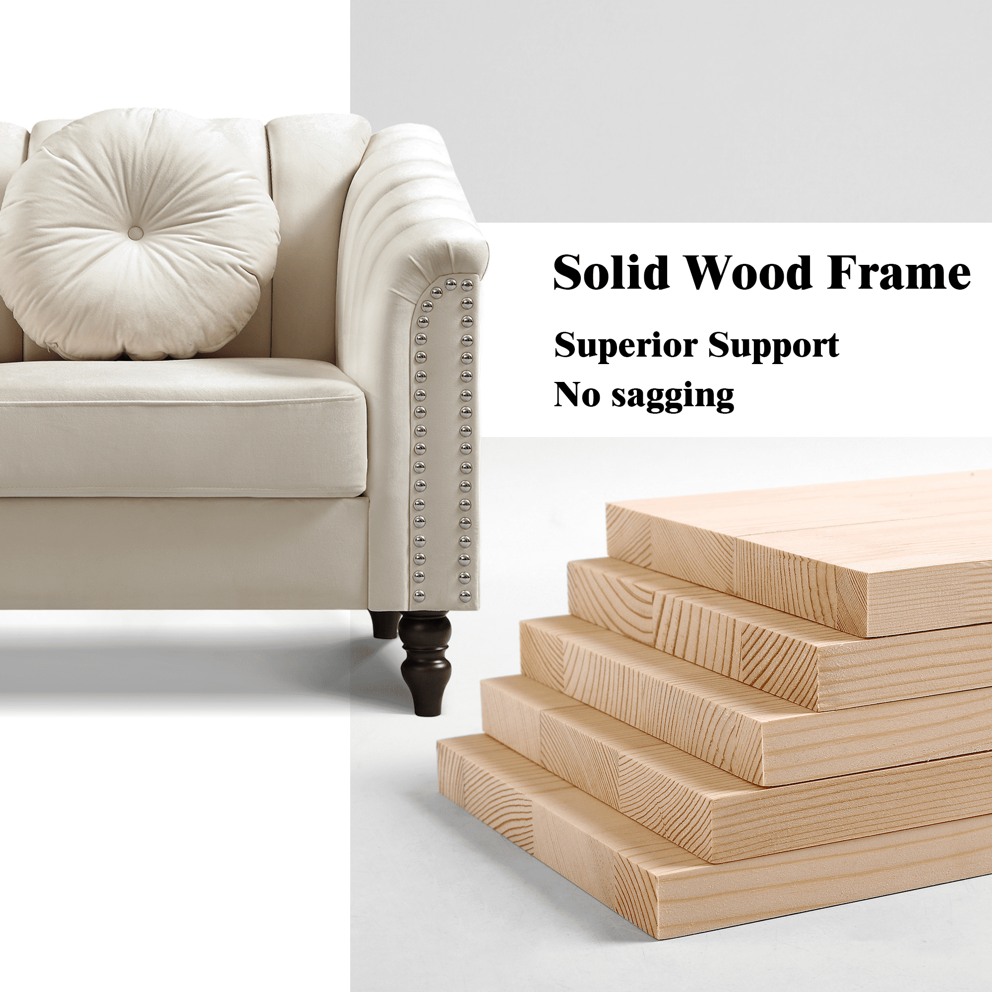 Aukfa 3 Seater Sofa Couch Set, Contemporary Living Room Sofa for Living Room Furniture Sets,Beige