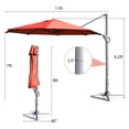 thumbnail image 3 of Costway 11ft Patio Offset Umbrella Cantilever Rotation Aluminum Tilt Cross Base Orange, 3 of 10