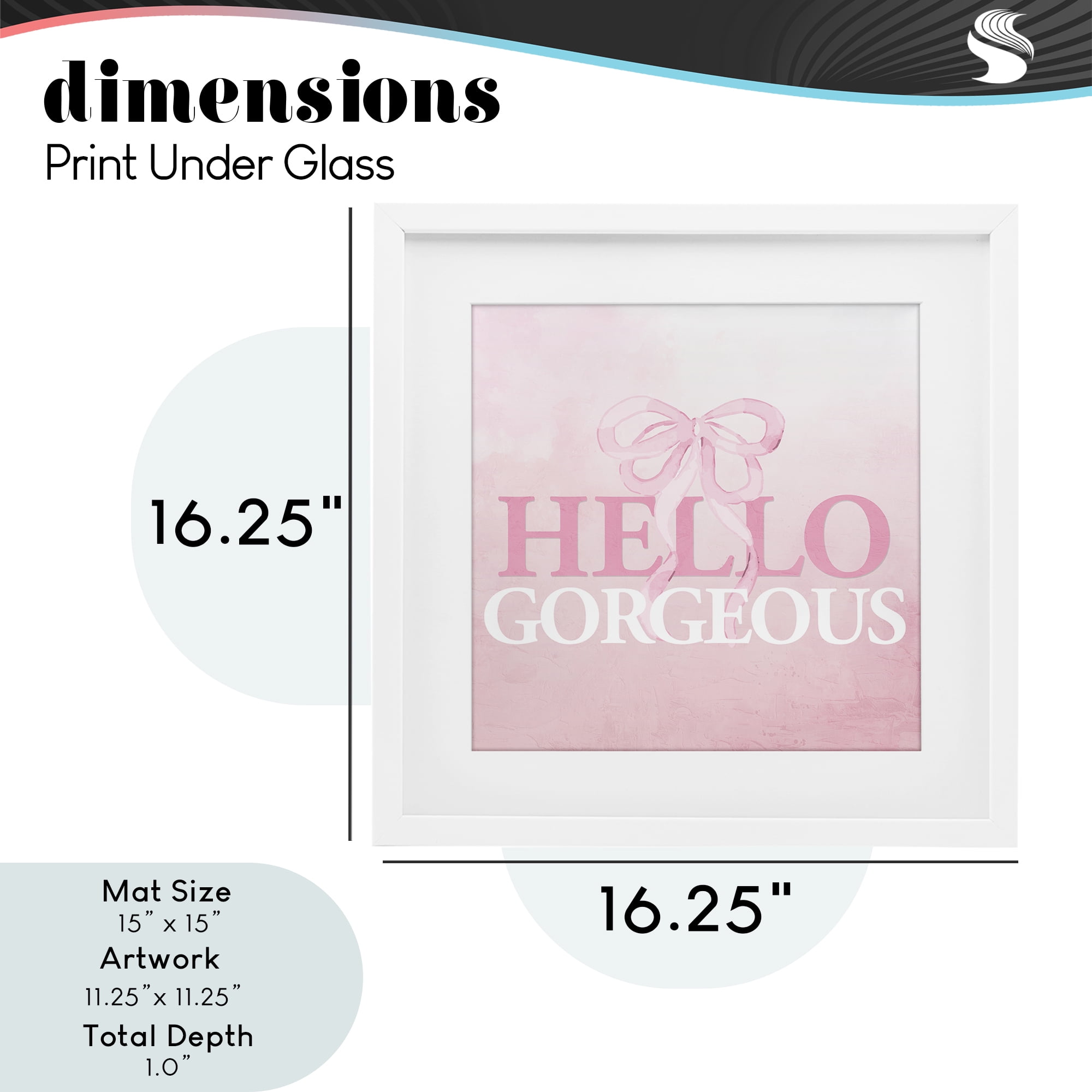 Feminine Hello Gorgeous White Framed Print Under Glass, design by Kim Allen