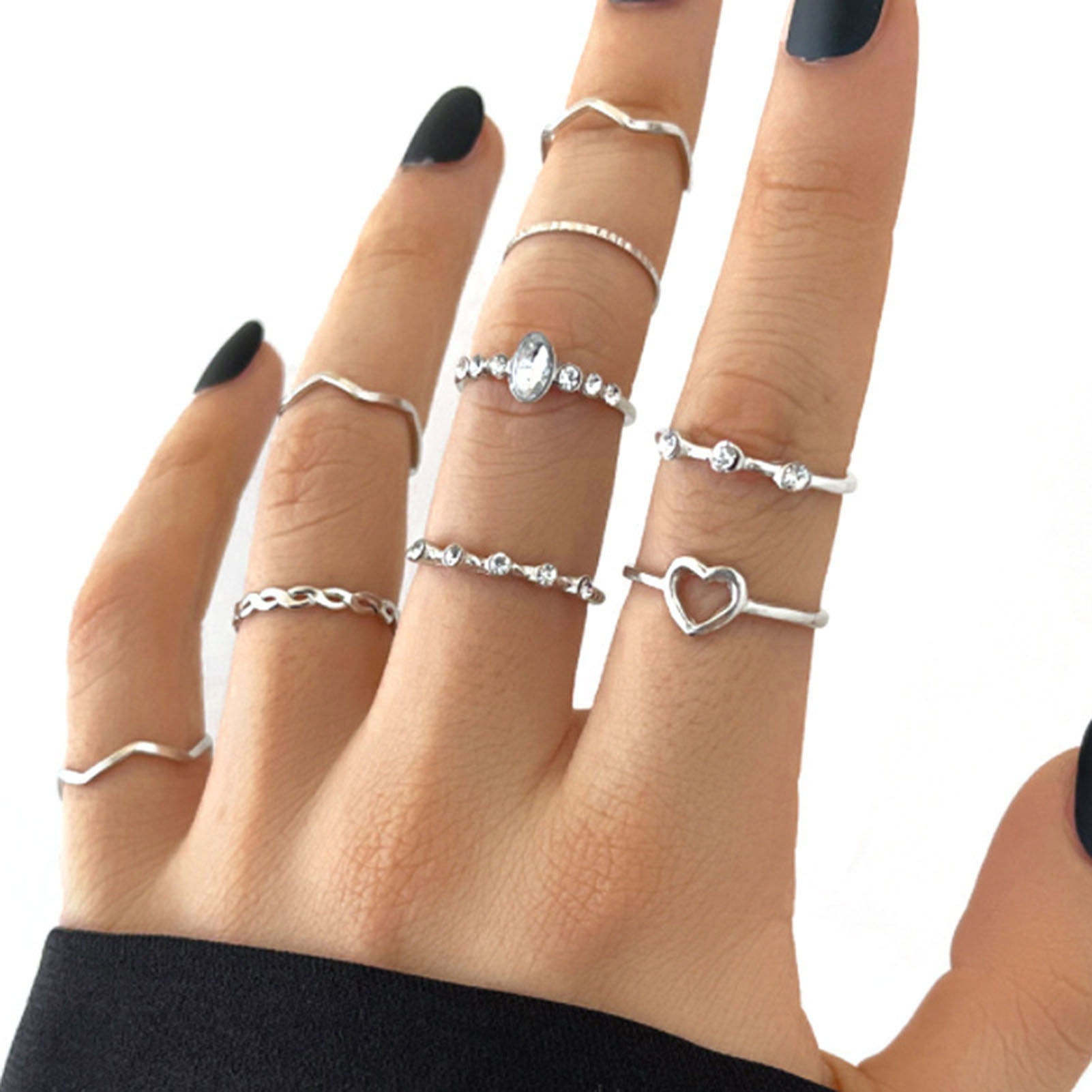 Buy AMAAL Rings for women girls girlfriend ladies wife sister Evil eye ring  Silver ring Butterfly ring silver stylish engagement wedding Adjustable  promise propose American diamond Finger Ring set ad A856 at