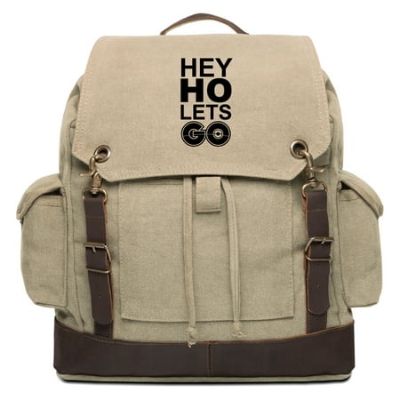Hey Ho Lets Go Pokemon Go Plus Canvas Rucksack Backpack with Leather