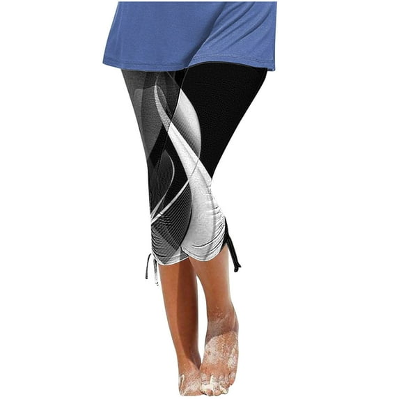 Mrat Women's Printed Elastic Straight Yoga Jogger Running Casual Capris Ladies Comfy Athletic Sweatpants with Pockets Black_AA XL