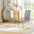 thumbnail image 3 of Dining Chairs Set of 4, Cantilever Side Chairs with PU Upholstered and Stainless Steel Legs, Dining Chairs for Kitchen, Living Room, 3 of 10