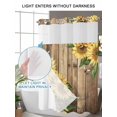 thumbnail image 4 of No Hook Cloth Fabric Shower Curtain with Snap in Liner, Sunflower Waterproof Shower Curtains Set with See Through Top Window, Farmhouse Floral Bee Brown Vintage Wood Grain Bath Curtains 66"x72", 4 of 6