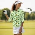 thumbnail image 5 of HUIACONG Pickle Cucumber Women Golf Top 3/4 Sleeve, Quarter Zip Athletic Tops for Golf, Tennis, Hiking, Running, Gym Workouts, 5 of 10