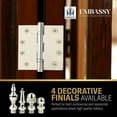 thumbnail image 5 of Embassy 4.5” x 4.5” Door Hinge Heavy Duty Hinges Polished Nickel Finish with Steeple Finials, 5 of 9