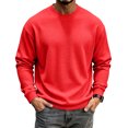 thumbnail image 5 of Men's Waffle Thermal Shirts Textured Underwear Tops, Lightweight Pullover Sweaters, Long Sleeve, Crew Neck Red L, 5 of 6