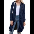 thumbnail image 2 of Sudadera con Capucha y Cremallera para Mujer, Chaqueta Informal de Larga para Otoño, Chaquetas Largas de Otoño con Bolsillos, Túnica Azul Marino M, 2 of 9