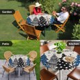 thumbnail image 4 of Navy Blue Black Christmas Tree Round Tablecloth for 36-44 Inch Tables,Fitted Table Cover with Elastic Edge,Xmas Tree Snowflake Rustic Waterproof Outdoor Table Cloth Protector for Patio Garden Dinner, 4 of 9