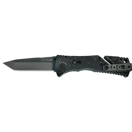 SOG Trident Black TiNi Folding Knife Staright Edge (Best Sog Folding Knife)