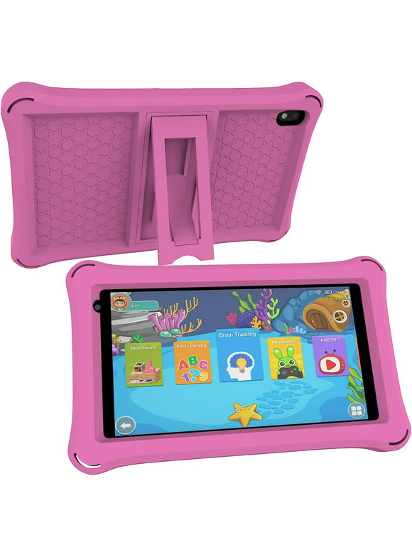 8 Inch Kids Tablet, Android 12 Toddler Tablet, 32GB ROM+4GB RAM, Quad-core Processor, 1280x800 IPS HD Eye-Care Touchscreen, 8MP Camera Tablets PC with Silicone Case