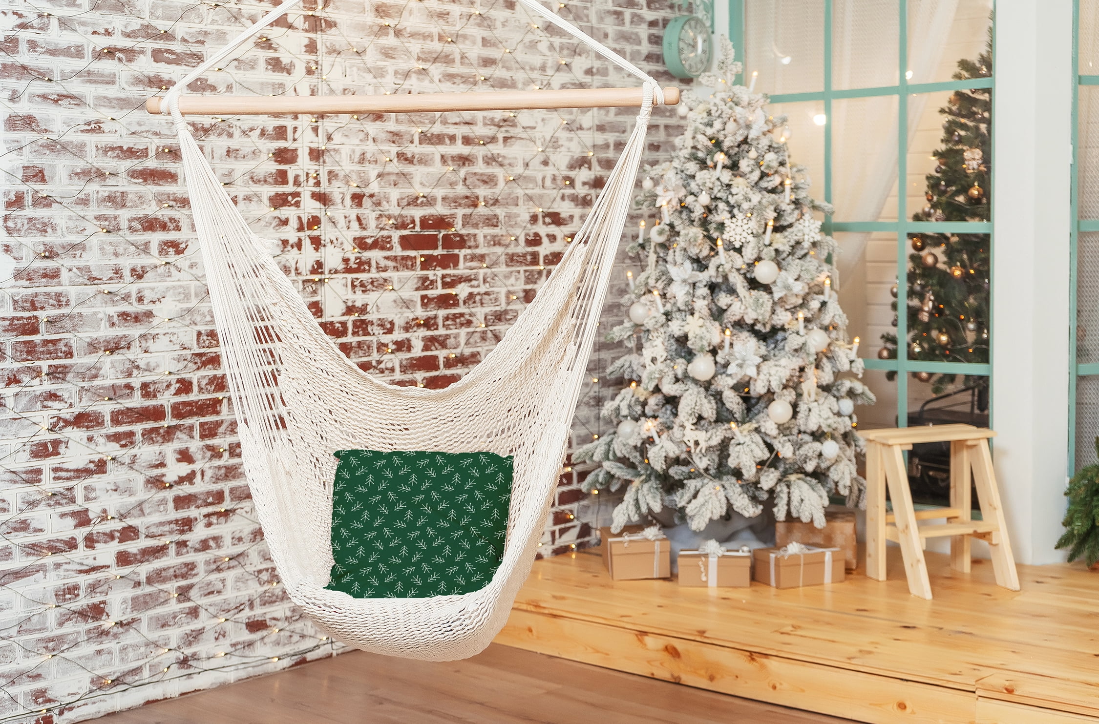 Simply Daisy Pine Colored Scattered Trees Winter Soft Spun Polyester Indoor/Outdoor Throw Pillow, 20" x 20"