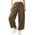 thumbnail image 2 of ICHUANYI Baggy Pants for Women Oversized Wide Leg Barrel Pants with Pockets Casual Drawstring High Waisted Harem Pant, 2 of 6